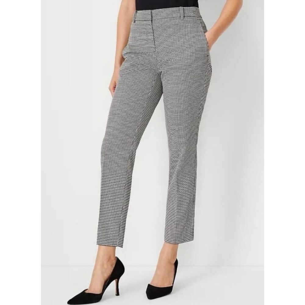 Ann Taylor Blue Silver Houndstooth Ankle Pants